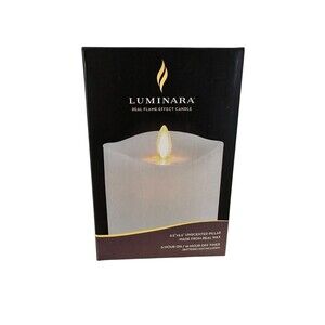 Luminara White Flameless Candle Pillar - Melted Top Unscented - 3.5" x 5.5"